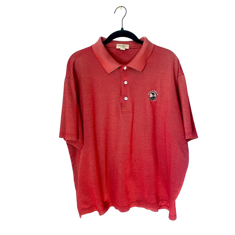 Pebble Beach Golf Links Polo Red Cotton Logo Golf-Mens Large